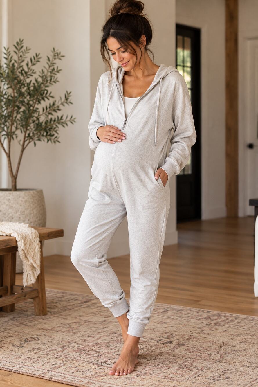 NEW Free People Movement x HATCH Grey Warm Up Maternity One Piece Jumpsuit XS